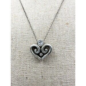 BRIGHTON Alcazar Heart Necklace 18” Adjustable Silver Plated